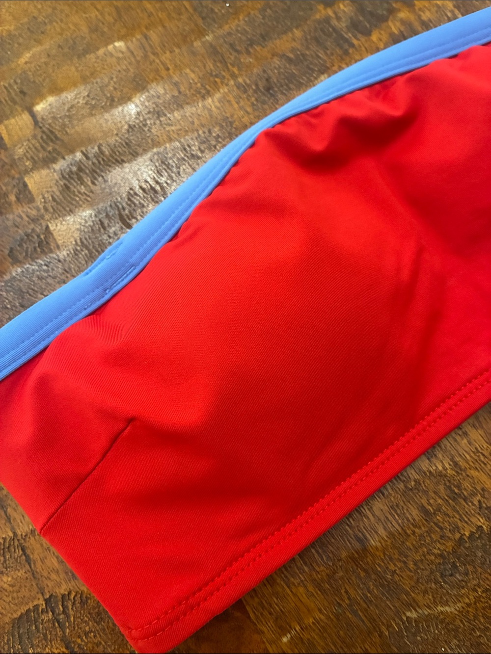GAP Red Bandeau Bikini Top with Blue Trim - Picture 3 of 5